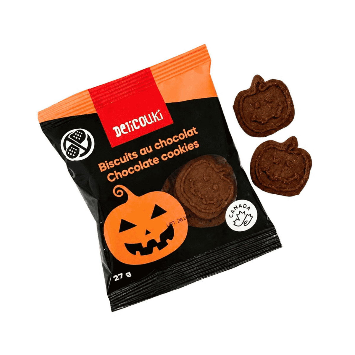 Biscuits au chocolat (Halloween) – 64 sachets individuels de 27 g | Sans noix et sans arachides