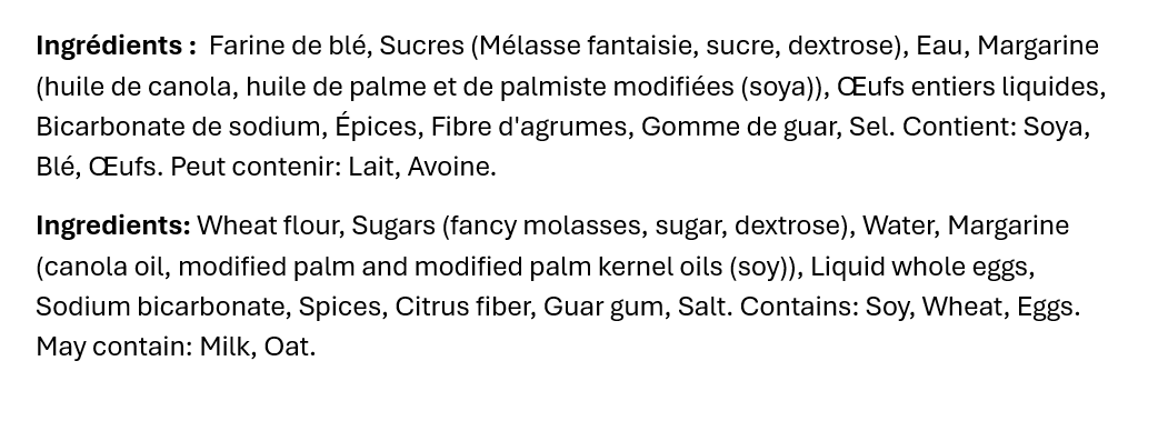 La boite Galettes à la Mélasse 45g x 24 sachets