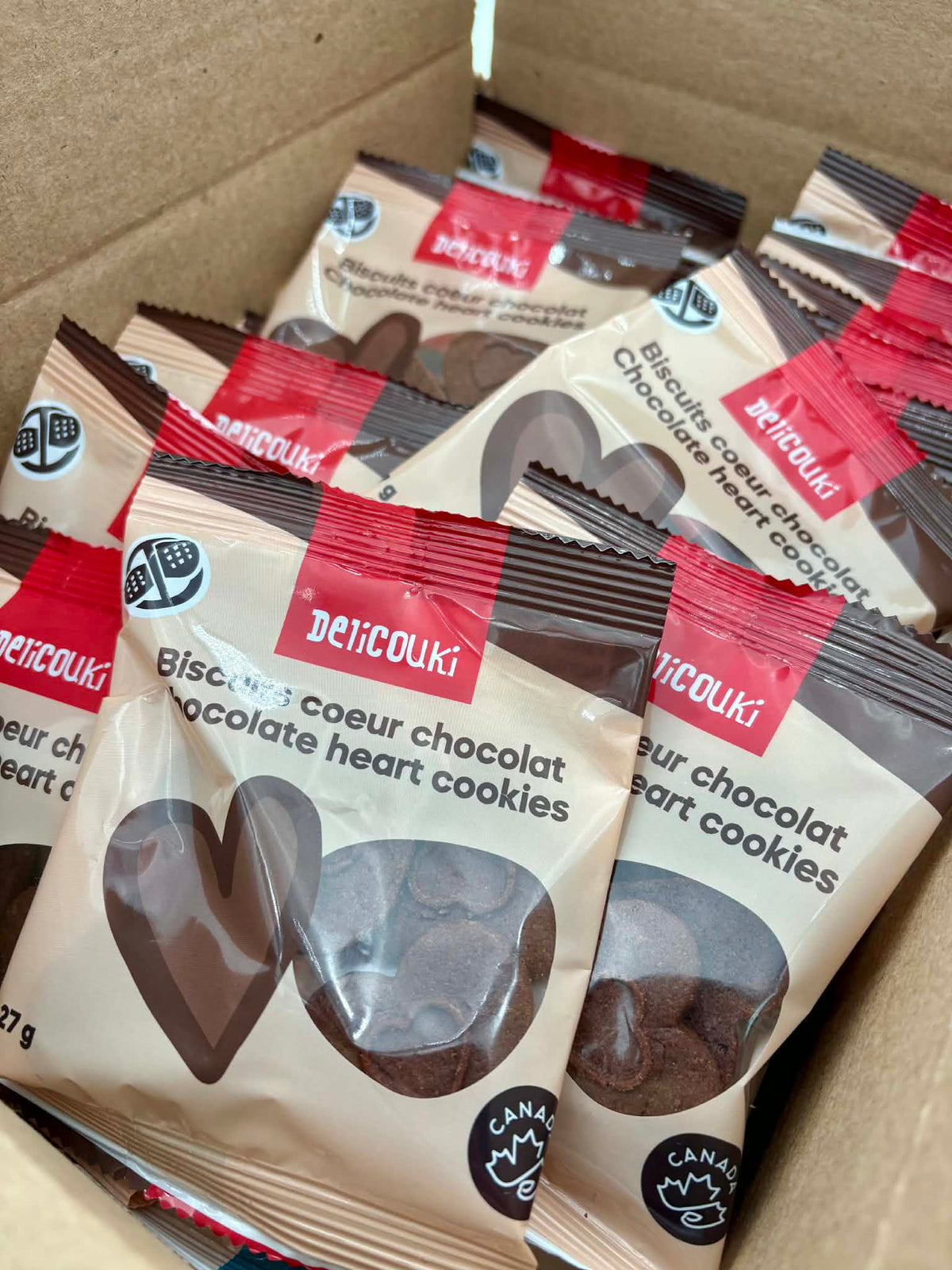 La Boîte de Biscuits Coeur chocolat 27g x 32 sachets