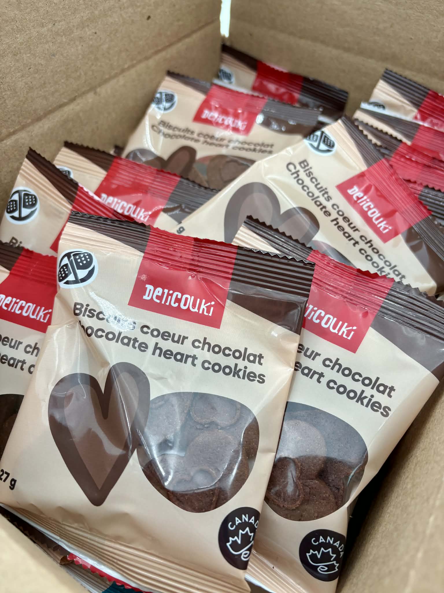 Boîte de biscuits Cœur chocolat Delicouki sans noix