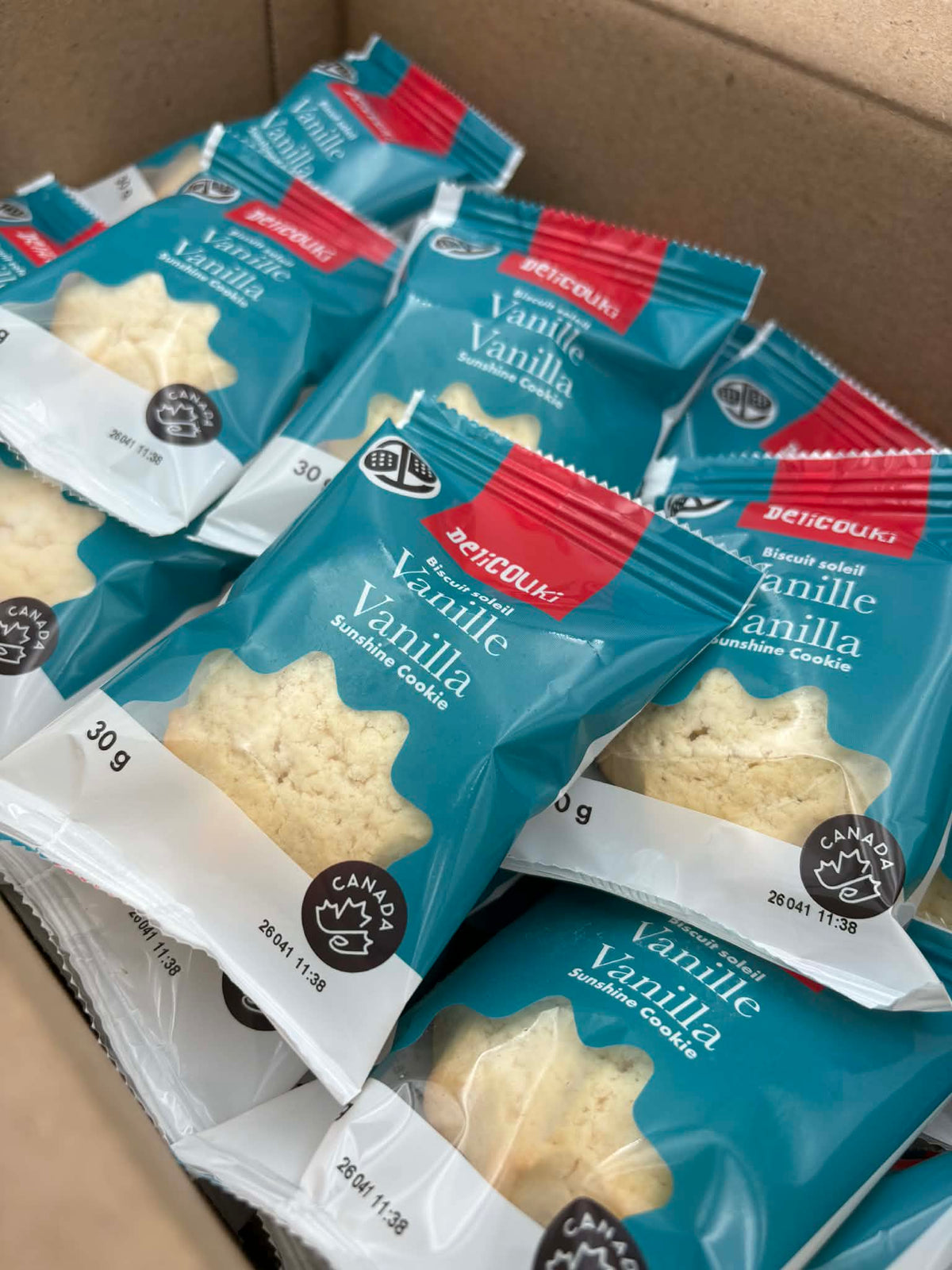 Boîte de biscuits Soleil vanille Delicouki sans noix