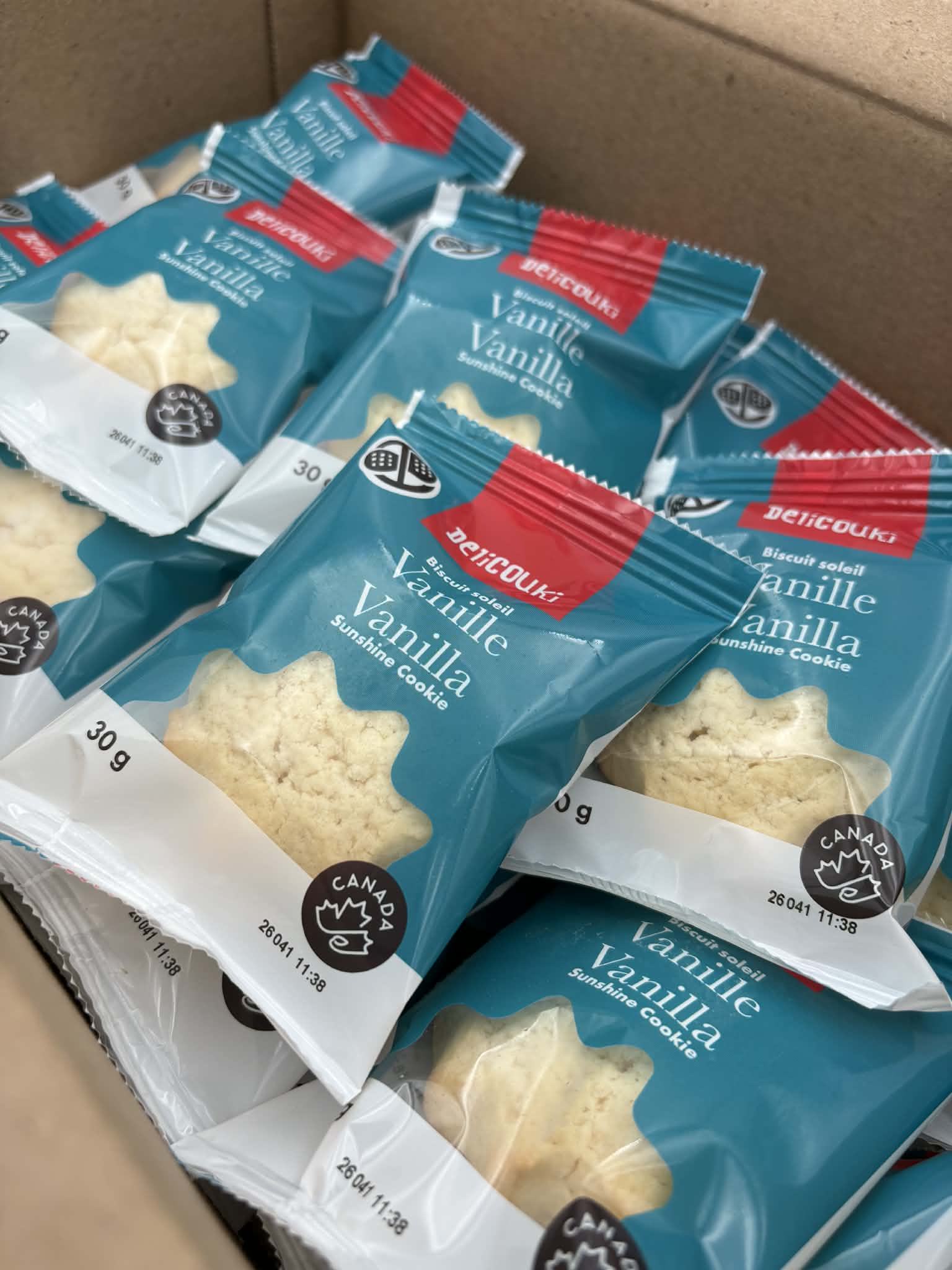 Boîte de biscuits Soleil vanille Delicouki sans noix