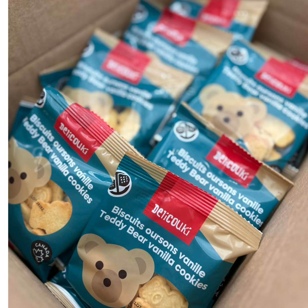 Biscuits oursons vanille – 32 sachets individuels de 27 g | Sans noix et sans arachides