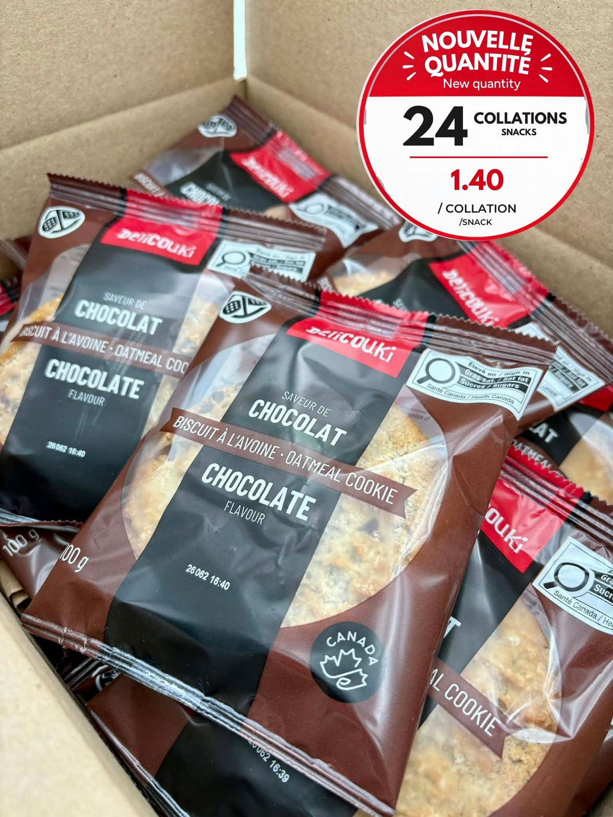 Oatmeal & Chocolate Chip Cookies – 24 Individual 100 g Packs | Peanut-Free & Nut-Free
