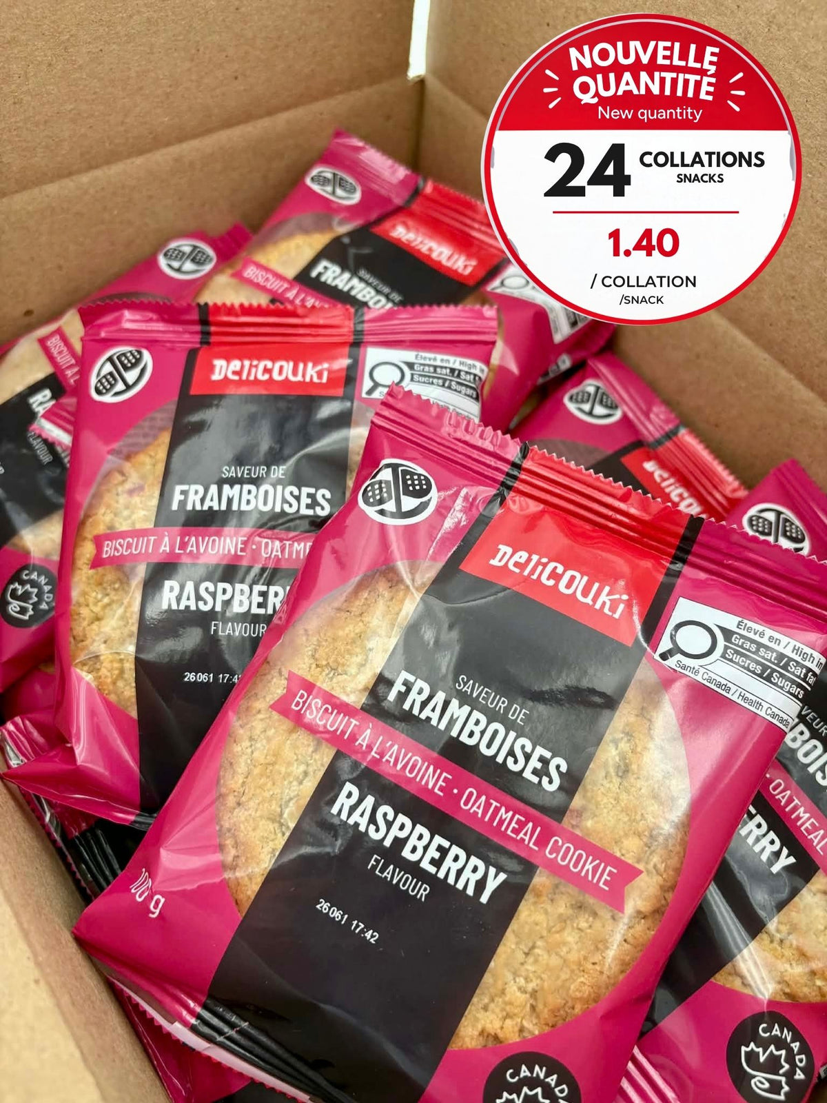 Oatmeal & Raspberry Cookies – 24 Individually Wrapped 100 g Cookies | Nut-Free & Peanut-Free