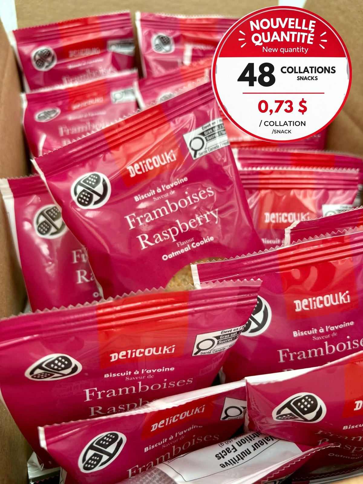 Oatmeal & Raspberry Cookies – 48 Individual 50 g Packs | Peanut-Free & Nut-Free