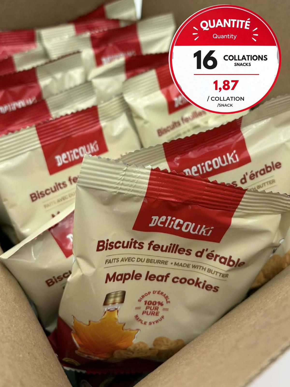 Maple Butter Cookies – 16 Individually Wrapped 56 g Sachets | Nut-Free & Peanut-Free