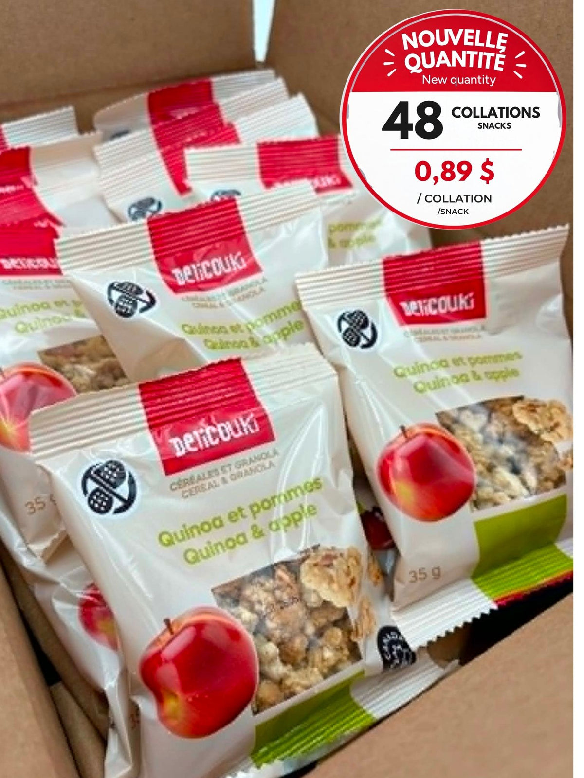 Quinoa Cereal & Apple Granola – 48 Individual 35 g Packs | Peanut-Free & Nut-Free