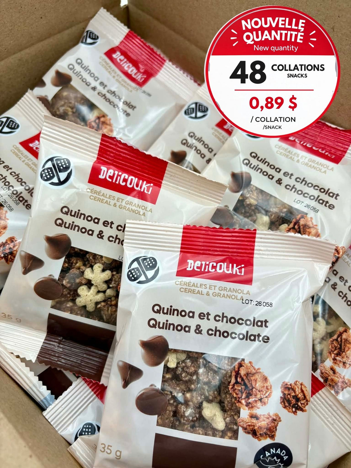 Quinoa Cereal & Chocolate Granola – 48 Individual 35 g Packs | Peanut-Free & Nut-Free