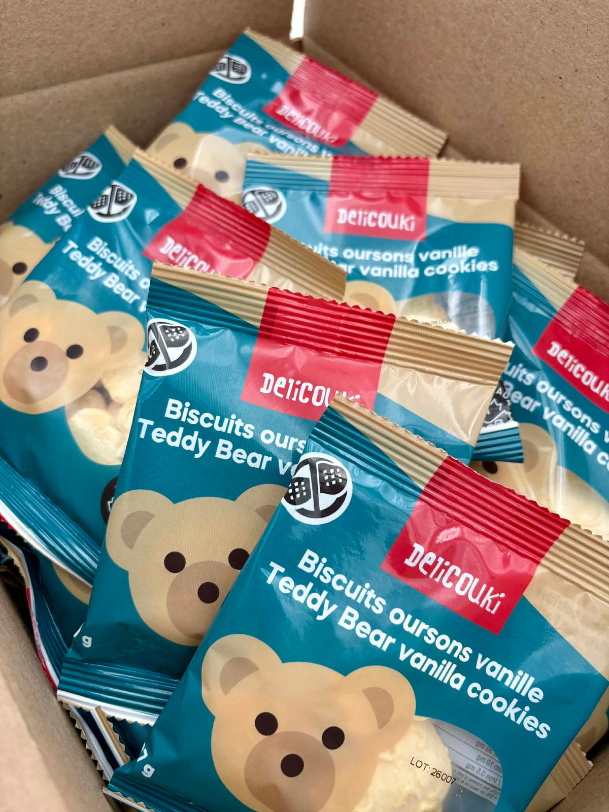 Biscuits oursons vanille – 32 sachets individuels de 27 g | Sans noix et sans arachides