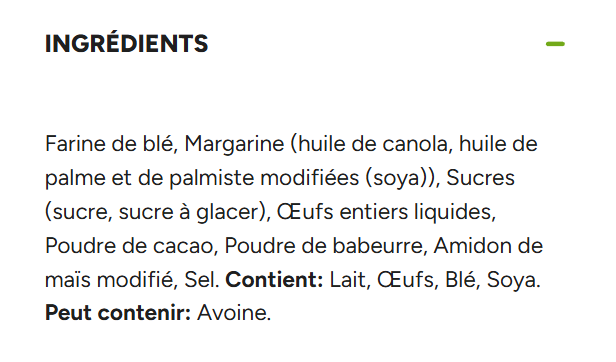Ingrédients français biscuits Cœur chocolat Delicouki