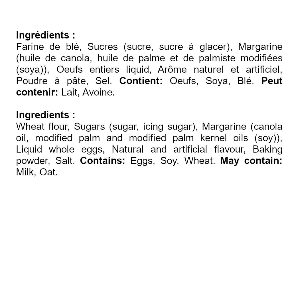 Ingrédients français  et anglais biscuits Soleil vanille Delicouki