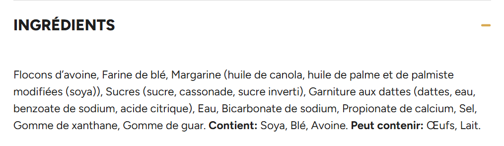 Ingrédients français galettes à la mélasse Delicouki