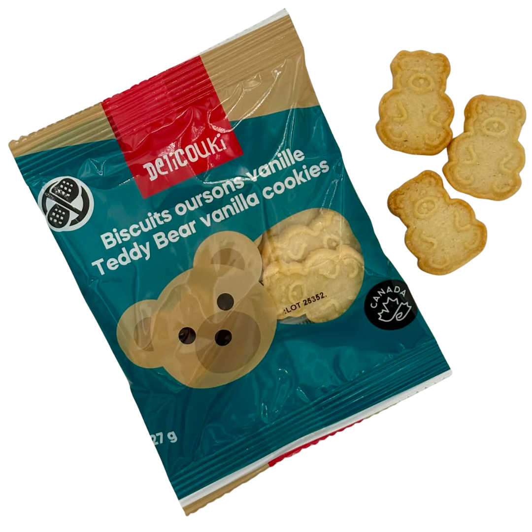 Biscuits oursons vanille – 32 sachets individuels de 27 g | Sans noix et sans arachides
