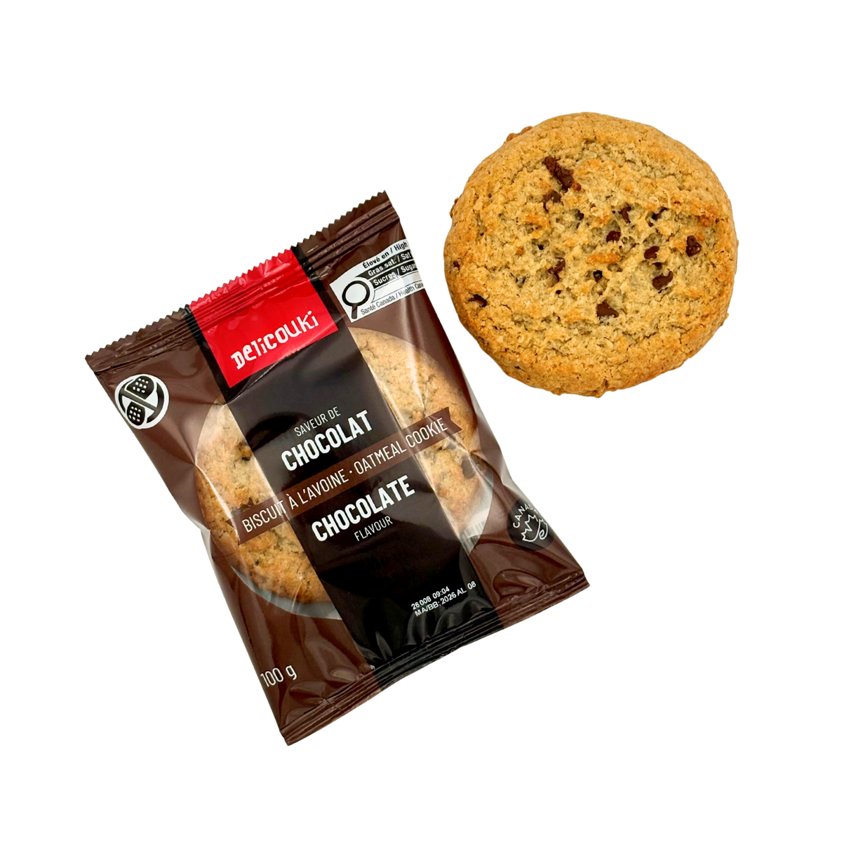 Sachet individuel biscuits avoine chocolat Delicouki