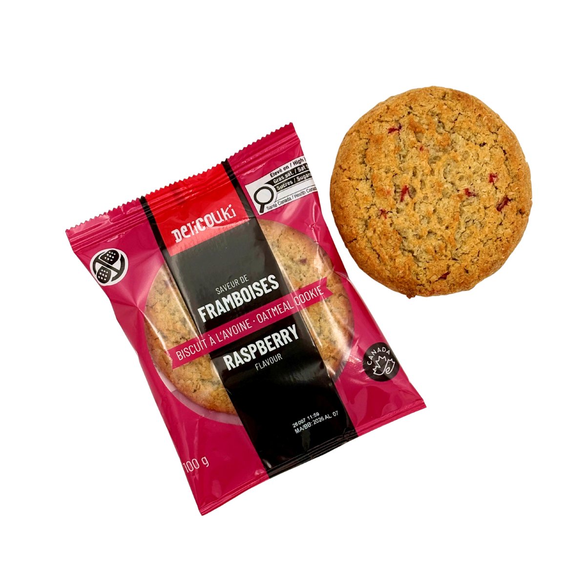 Sachet individuel biscuits avoine framboises Delicouki