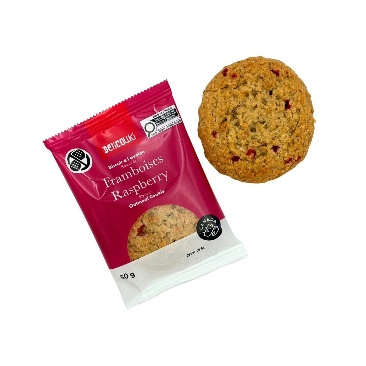 Sachet individuel biscuits avoine framboises Delicouki