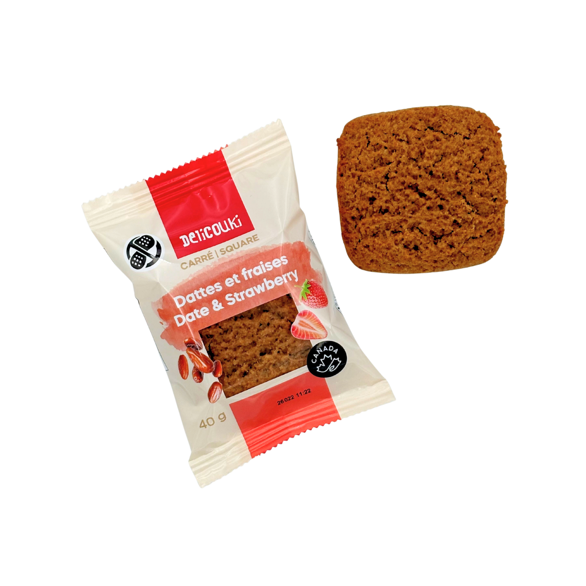 Sachet individuel de carrés dattes et fraises Delicouki
