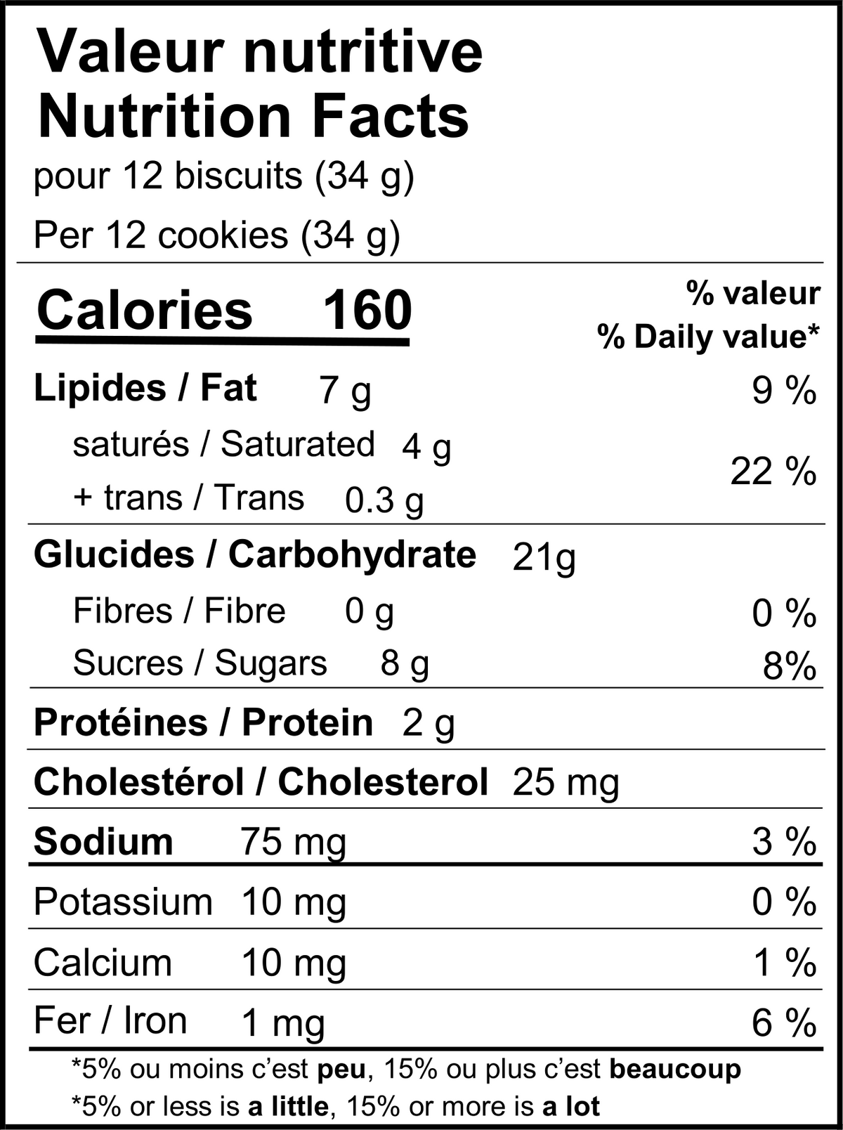 Valeurs nutritives biscuits pur beurre érable Delicouki