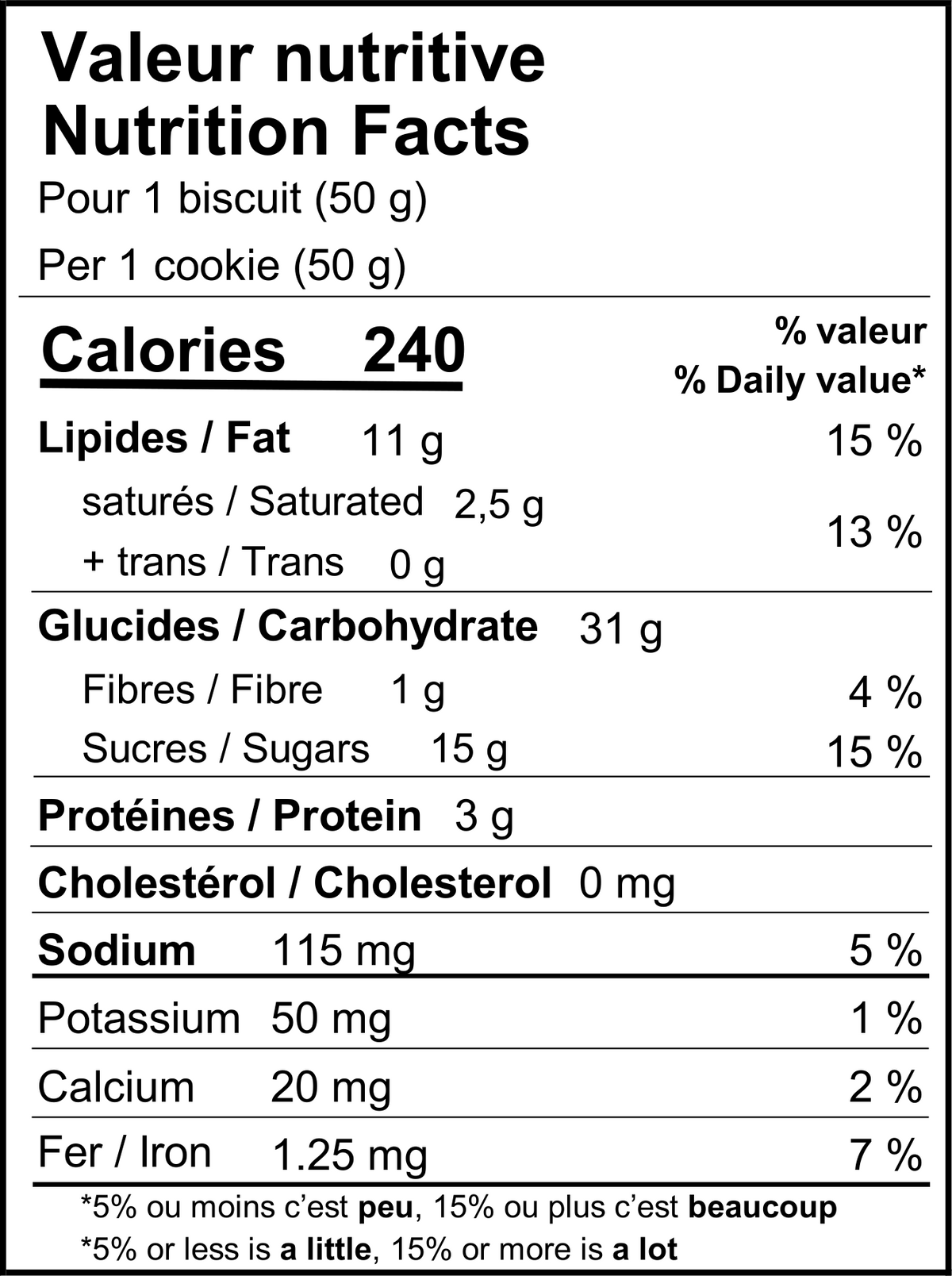 Valeurs nutritives duo biscuits chocolat Delicouki