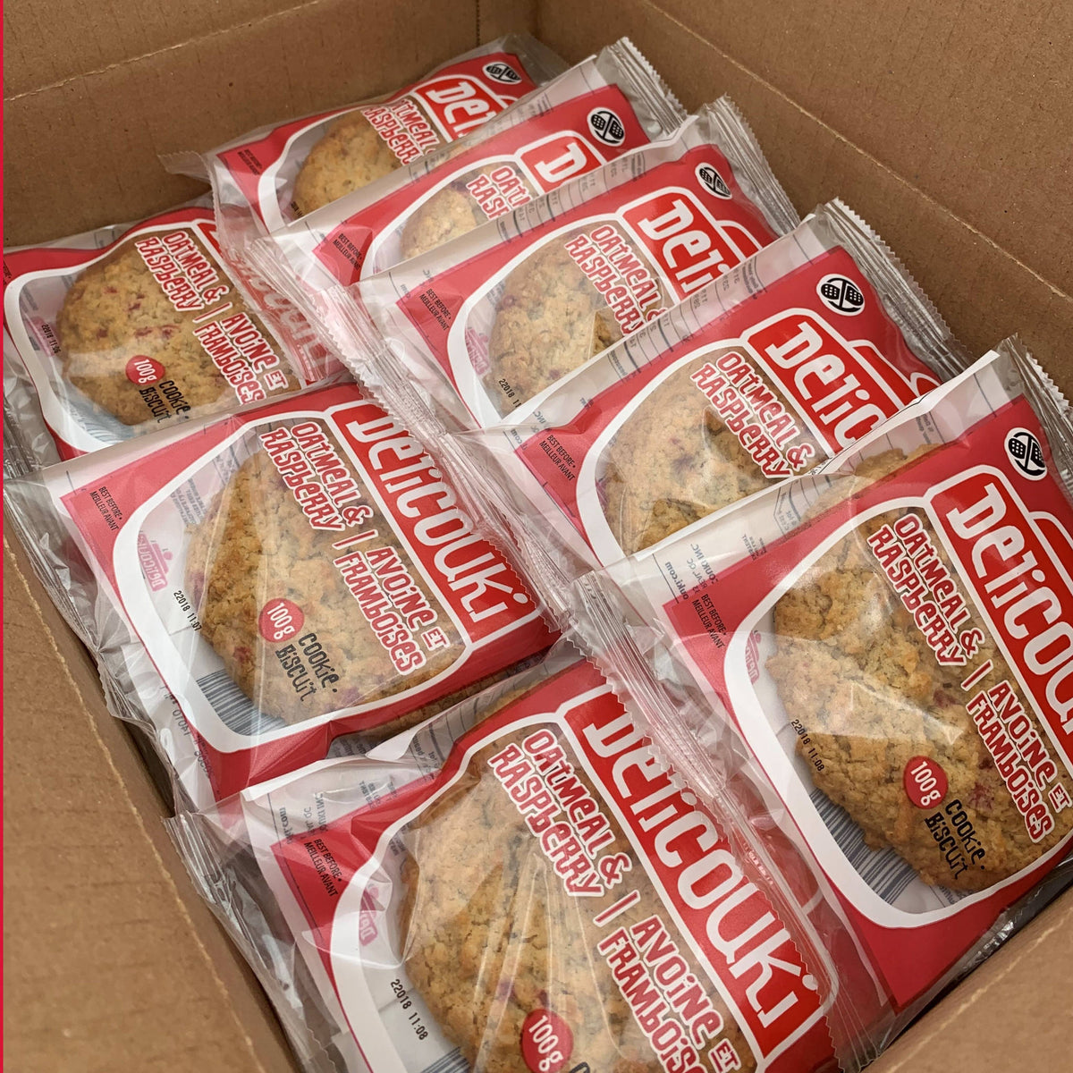 La boite Biscuits avoine et framboises 100g x 20 sachets